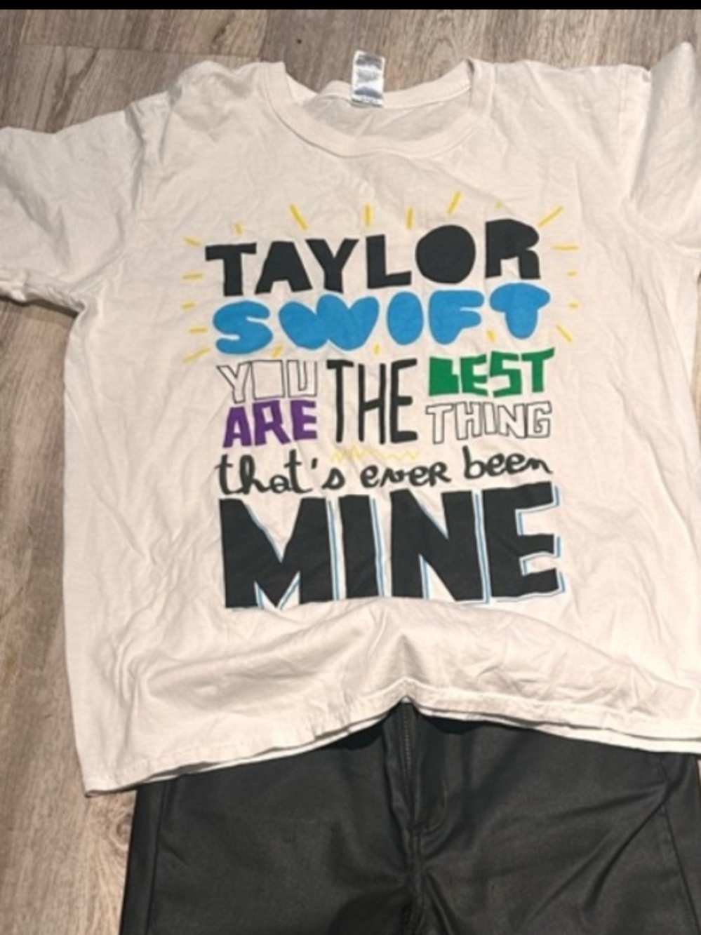 Graphic Taylor Swift Inspired Tee in Cream with Multicolor Print